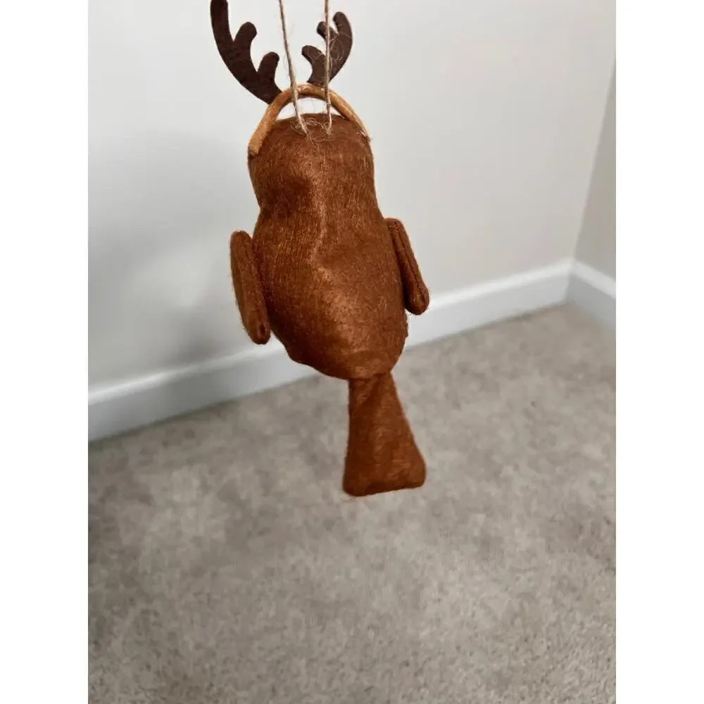 Target Bird Bucky Featherly Friends Reindeer Antlers Blue Bow Christmas Ornament